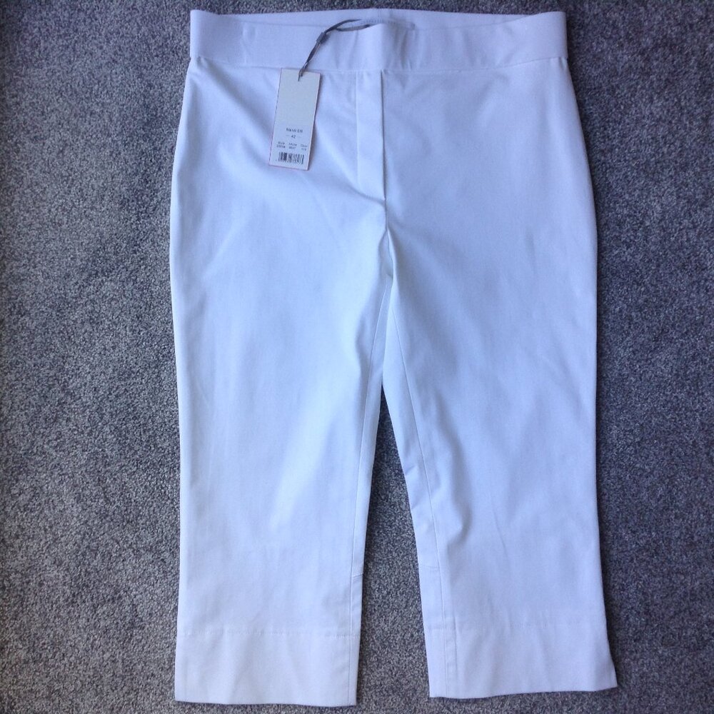 ⭐RAFFAELLO ROSSI “NANDI 5/8” CROPPED PANTS in White, size 12 - NWT⭐